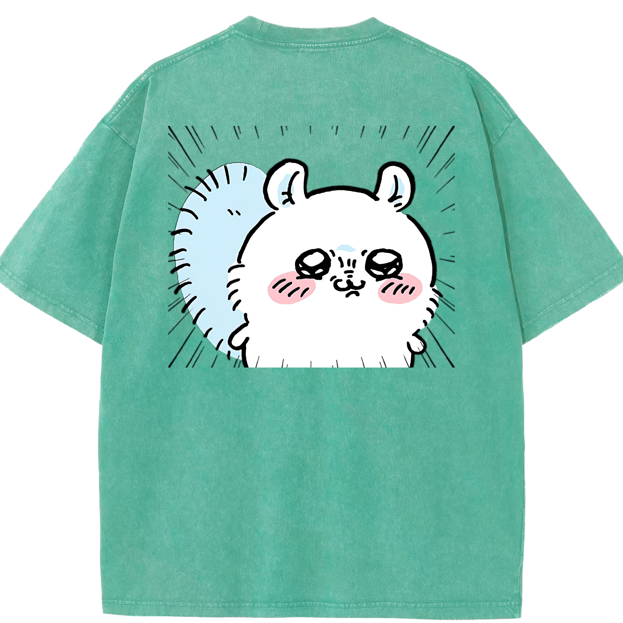 （画像用） ちいかわ モモンガ Chii-kawa Momonga 綿100% ヴィンテージ風 半袖Tシャツ（背面プリント）
